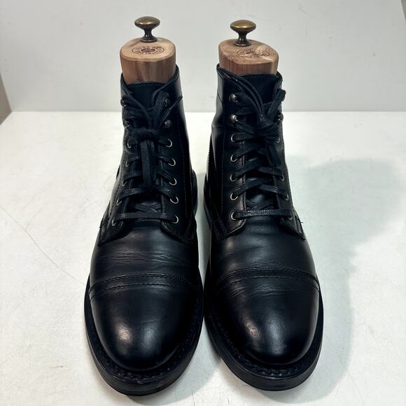 EXCELLENT Thursday Captain Service Boot Cap Toe Triple Black Goodyear Welt 8 - Picture 2 of 13